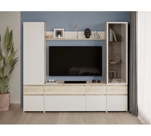 Гостиная Бостон, дуб крафт серый/кашемир