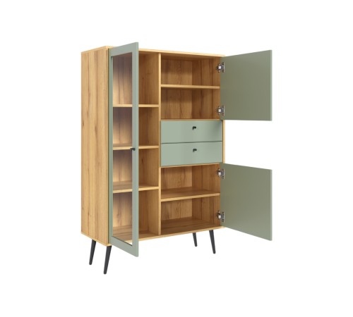 Гостиная Вега Саксония 6, дуб крафт золотой/серо-зеленый