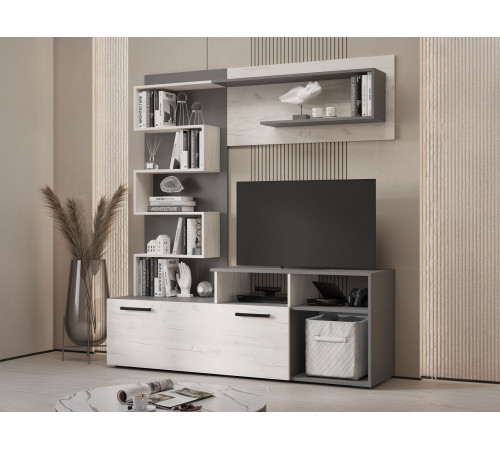 Гостиная Евро, графит/дуб крафт белый