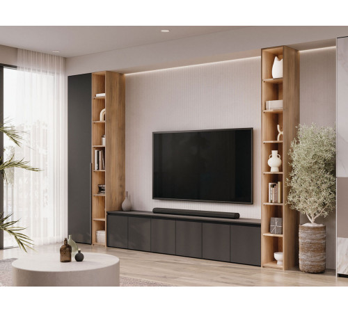 Гостиная Лаура 3, серый уголь/дуб барокко