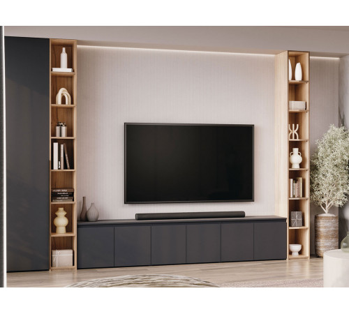 Гостиная Лаура 3, серый уголь/дуб барокко