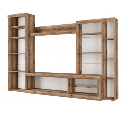 Гостиная Бастон, дуб делано/черный глянец (набор)