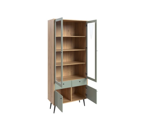 Гостиная Вега Саксония 7, дуб крафт золотой/серо-зеленый