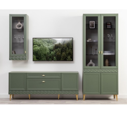 Гостиная Марион 3, дымчатый зеленый/олива шагрень