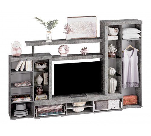 Гостиная Инстайл 3, бетон/белый