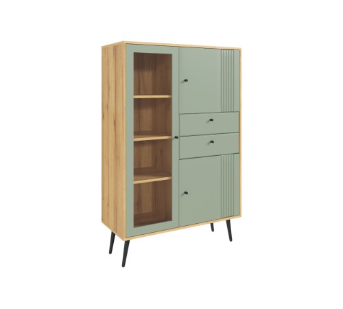 Гостиная Вега Саксония 6, дуб крафт золотой/серо-зеленый