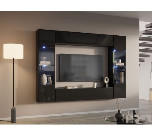 Гостиная Поинт 13, черный/черный глянец