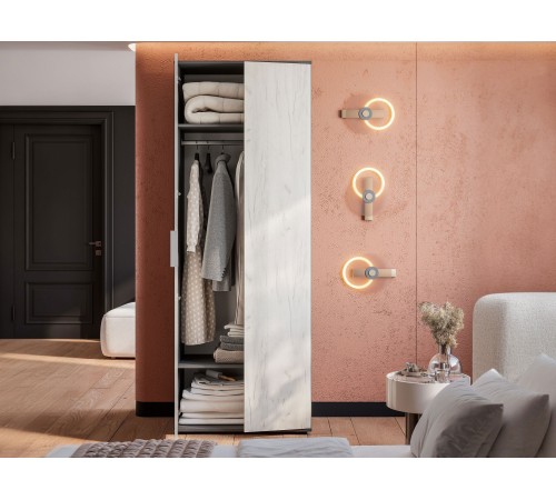 Гостиная Плаза 2, графит/дуб крафт белый/стекло