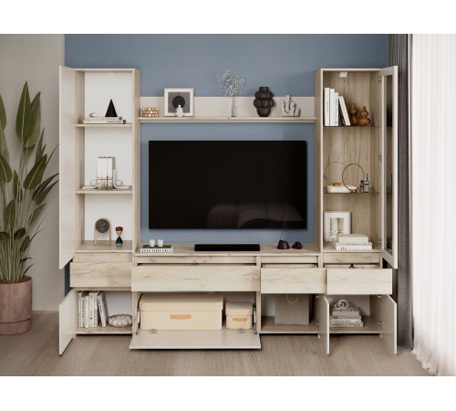 Гостиная Бостон, дуб крафт серый/кашемир