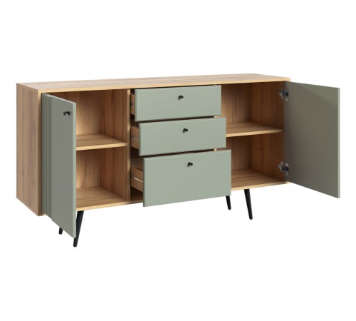 Гостиная Вега Саксония 8, дуб крафт золотой/серо-зеленый