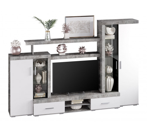 Гостиная Инстайл 3, бетон/белый