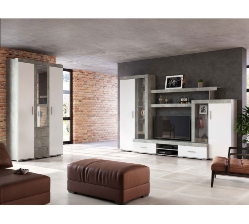 Гостиная Инстайл 2, бетон/белый