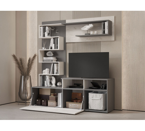 Гостиная Евро, графит/дуб крафт белый