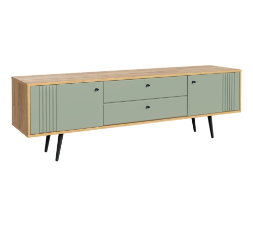 Гостиная Вега Саксония 7, дуб крафт золотой/серо-зеленый