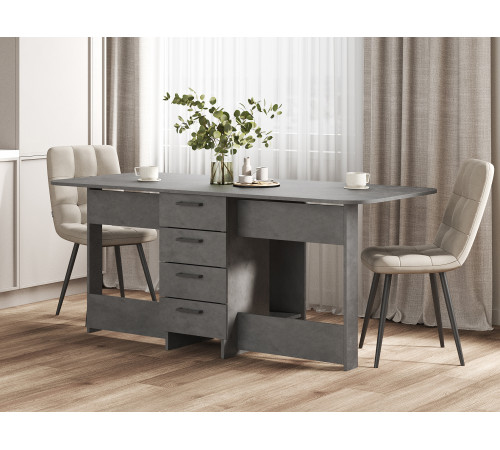 Стол-книжка Грэй с ящиками, бетон