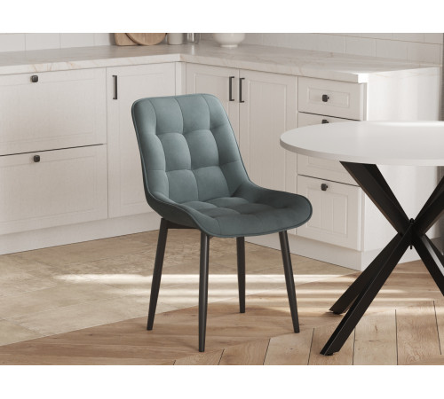 Комплект стульев 2 шт Бостон / Кайл, серый микровелюр/черные ножки