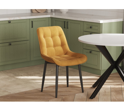 Комплект стульев 4 шт Бостон / Кайл, темно-желтый микровелюр/черный