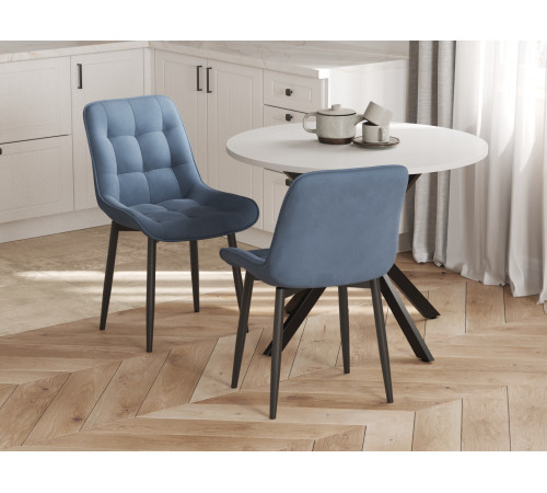 Комплект стульев 2 шт Бостон / Кайл, серый микровелюр/черные ножки