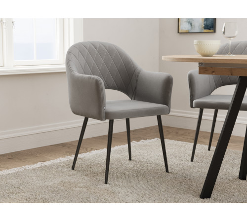 Комплект стульев 2 шт. София / Николас, светло-серый микровелюр/белый