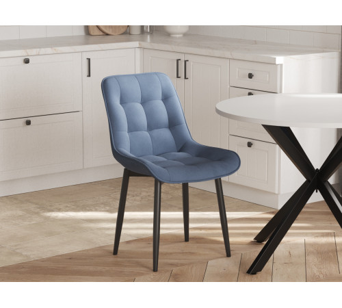 Комплект стульев 2 шт Бостон / Кайл, серый микровелюр/черные ножки