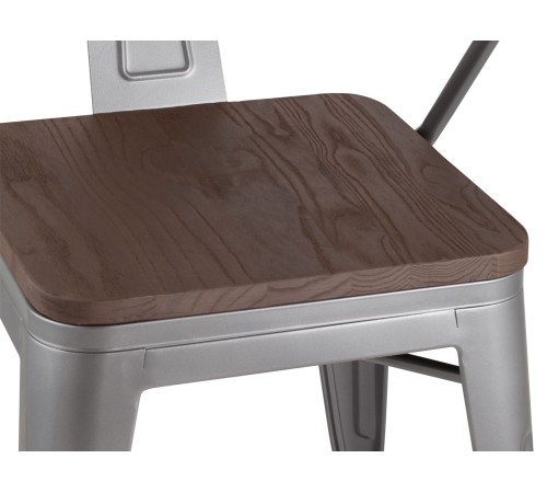 УТ000001861 Стул TOLIX ARM WOOD серебристый матовый + темное дерево УТ000001861 Стул TOLIX ARM WOOD серебристый матовый + темное дерево