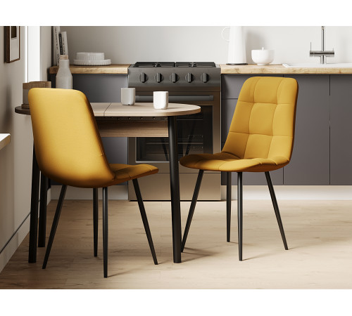 Комплект стульев 2 шт Фред / Кристофер, темно-желтый микровелюр/черный