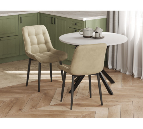 Комплект стульев 3 шт Бостон / Кайл, бежевый микровелюр/черный