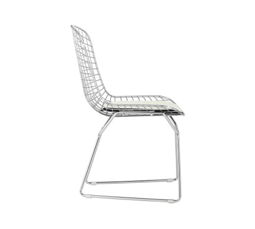 УТ000004219 Стул обеденный Bertoia, хромированный, с белой подушкой УТ000004219 Стул обеденный Bertoia, хромированный, с белой подушкой