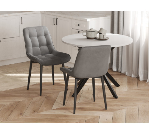 Комплект стульев 3 шт Бостон / Кайл, серый микровелюр/черные ножки