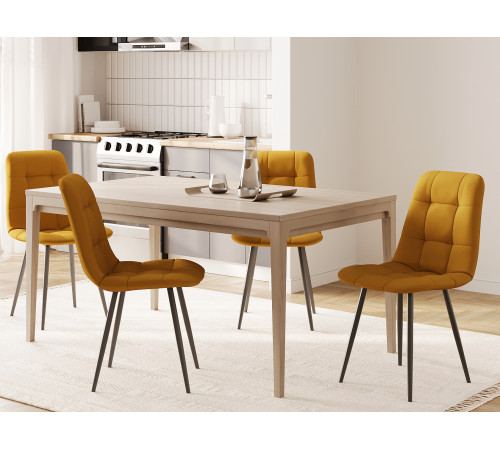 Комплект стульев 2 шт Фред / Кристофер, темно-желтый микровелюр/черный