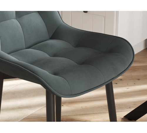 Комплект стульев 2 шт Бостон / Кайл, серый микровелюр/черные ножки