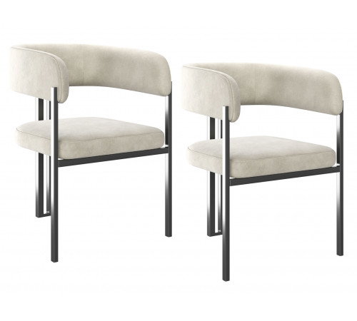 Комплект стульев 2 шт Брис / Бетховен, бежевый микровелюр/черный