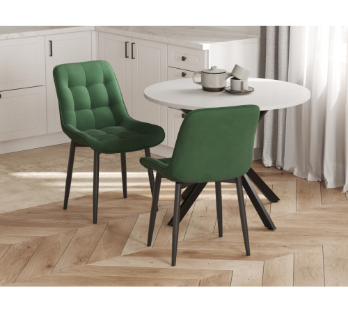 Комплект стульев 2 шт Бостон / Кайл, серый микровелюр/черные ножки