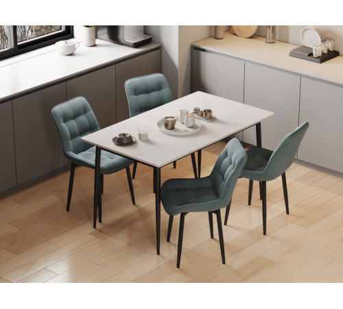 Комплект стульев 2 шт Бостон / Кайл, серый микровелюр/черные ножки