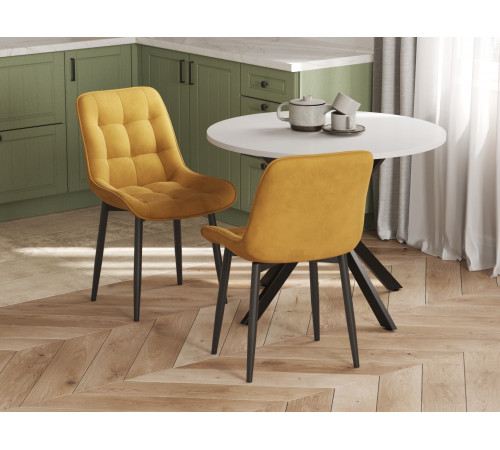 Комплект стульев 4 шт Бостон / Кайл, темно-желтый микровелюр/черный