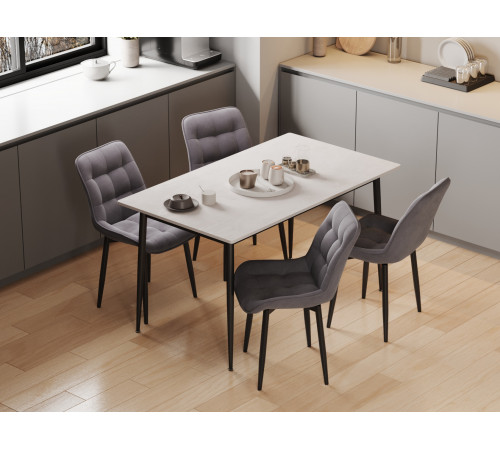 Комплект стульев 2 шт Бостон / Кайл, серый микровелюр/черные ножки