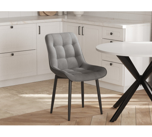 Комплект стульев 3 шт Бостон / Кайл, серый микровелюр/черные ножки