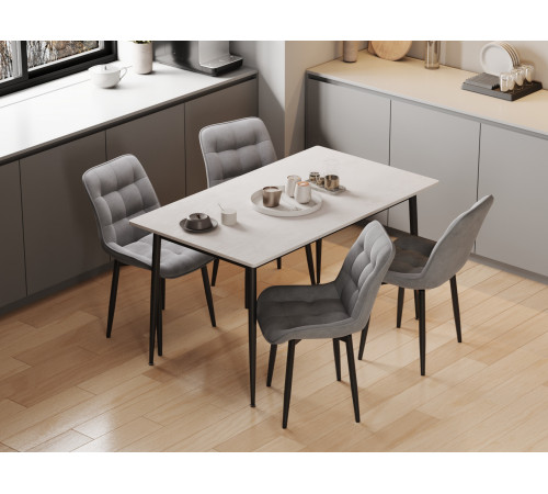 Комплект стульев 3 шт Бостон / Кайл, серый микровелюр/черные ножки