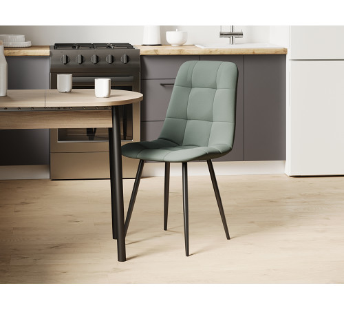 Комплект стульев 3 шт Фред / Кристофер, серо-зеленый микровелюр/черный