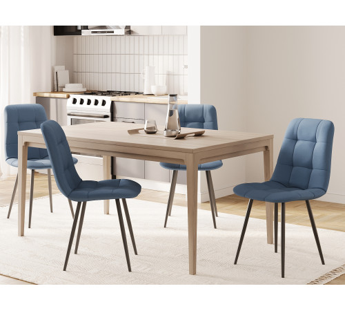 Комплект стульев 3 шт Фред / Кристофер, сине-голубой микровелюр/черный