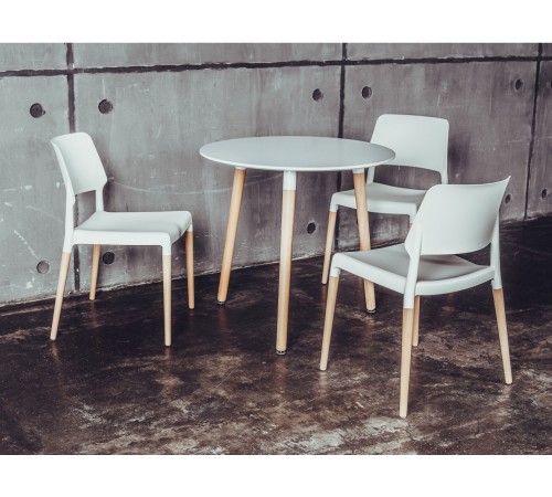 УТ000000461 Стул BISTRO, белый с деревян. Ножками 8086 WHITE [Белый]