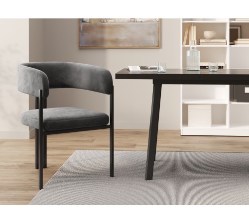 Комплект стульев 2 шт Брис / Бетховен, темно-серый микровелюр/черный