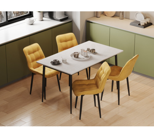 Комплект стульев 4 шт Бостон / Кайл, темно-желтый микровелюр/черный