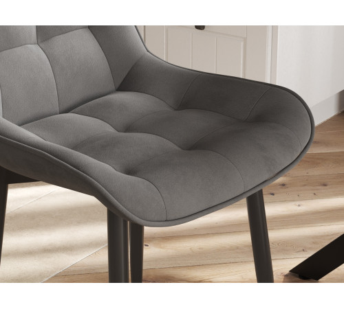 Комплект стульев 3 шт Бостон / Кайл, серый микровелюр/черные ножки