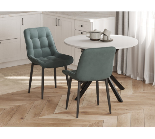 Комплект стульев 2 шт Бостон / Кайл, серый микровелюр/черные ножки