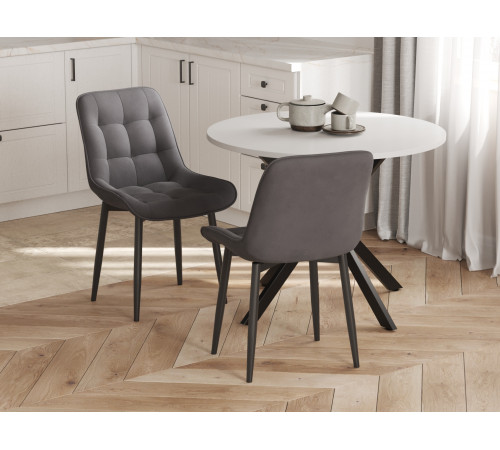 Комплект стульев 2 шт Бостон / Кайл, серый микровелюр/черные ножки