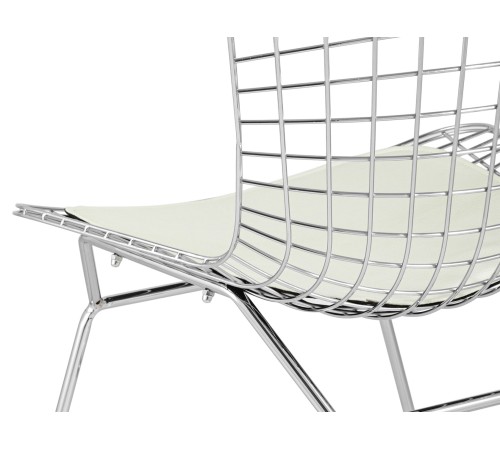УТ000004219 Стул обеденный Bertoia, хромированный, с белой подушкой УТ000004219 Стул обеденный Bertoia, хромированный, с белой подушкой