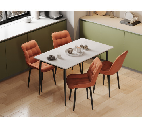 Комплект стульев 2 шт Бостон / Кайл, серый микровелюр/черные ножки