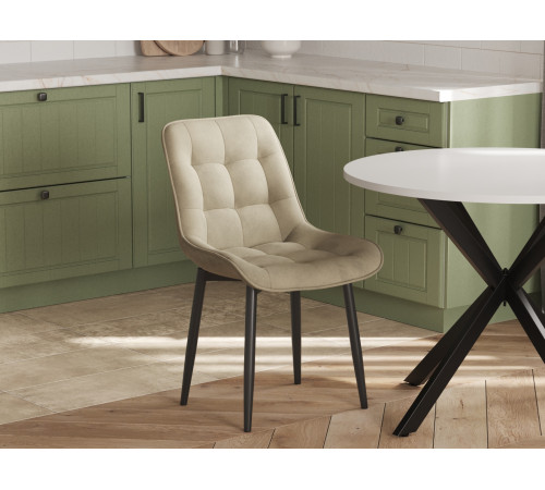 Комплект стульев 3 шт Бостон / Кайл, бежевый микровелюр/черный