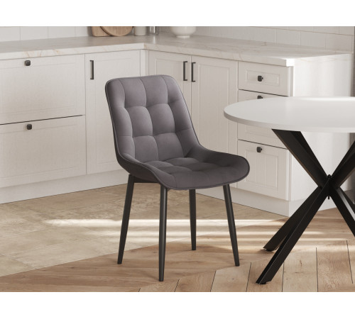 Комплект стульев 2 шт Бостон / Кайл, серый микровелюр/черные ножки